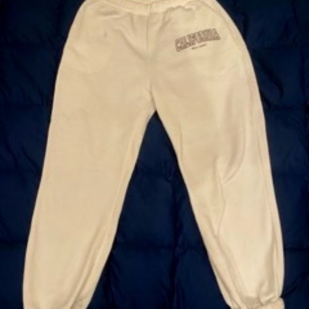 white sweatpants